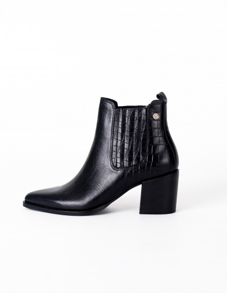 Botin Lisboa Cuero Croco Negro