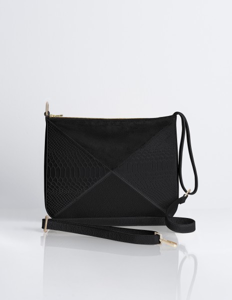 Bolso Triangoli Negro Piton Y Ante