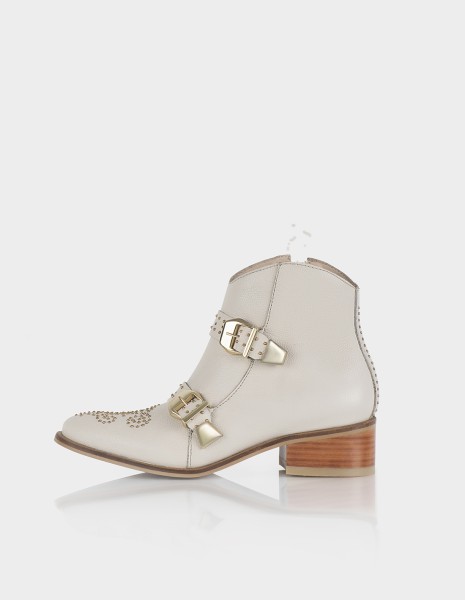 Botin Cizma Cuero Beige