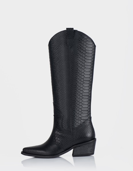 Bota Durango Cuero Croco Negro