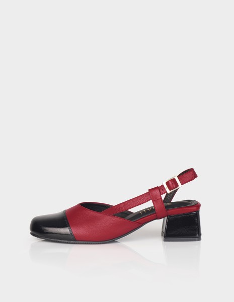 Zapato Slingback Kora Negro X Rojo