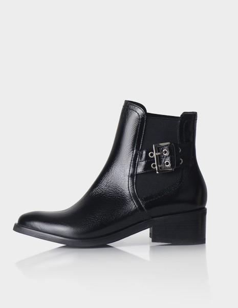 Botin Eden Cuero Brillanil Negro