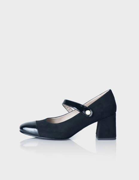Zapato tipo Mary Jane Elexia en Cuero Ante * Charol Negro