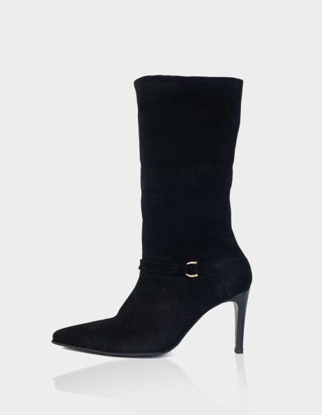 Bota Versatta Cuero Ante Negro