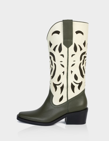 Bota Texana Queenrose Beige * Verde