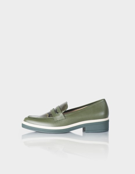 Mocasin Andaluza cuero Verde Militar