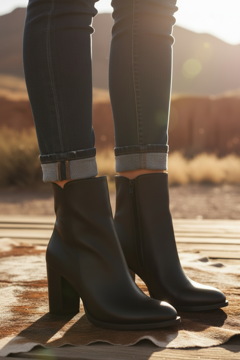 Botin Pamela Cuero Negro