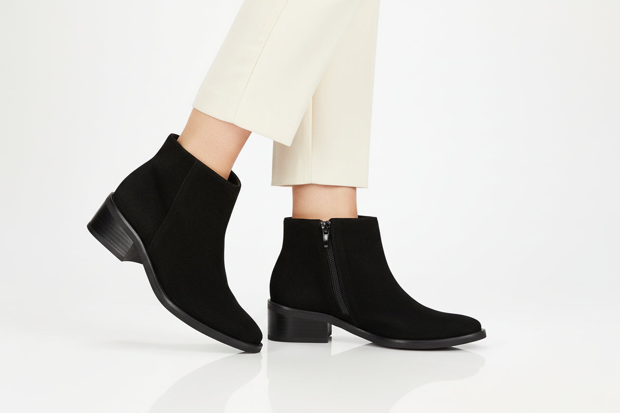 Botin Aitanna Cuero Ante Negro