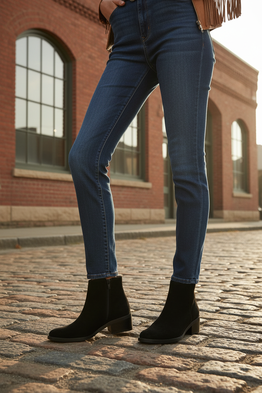 Botin Aitanna Cuero Ante Negro