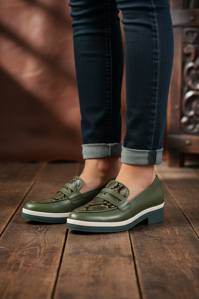 Mocasin Andaluza Cuero verde