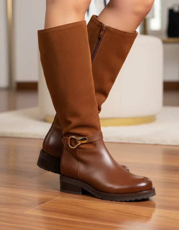 Bota Alzada Gamuza x napa Miel