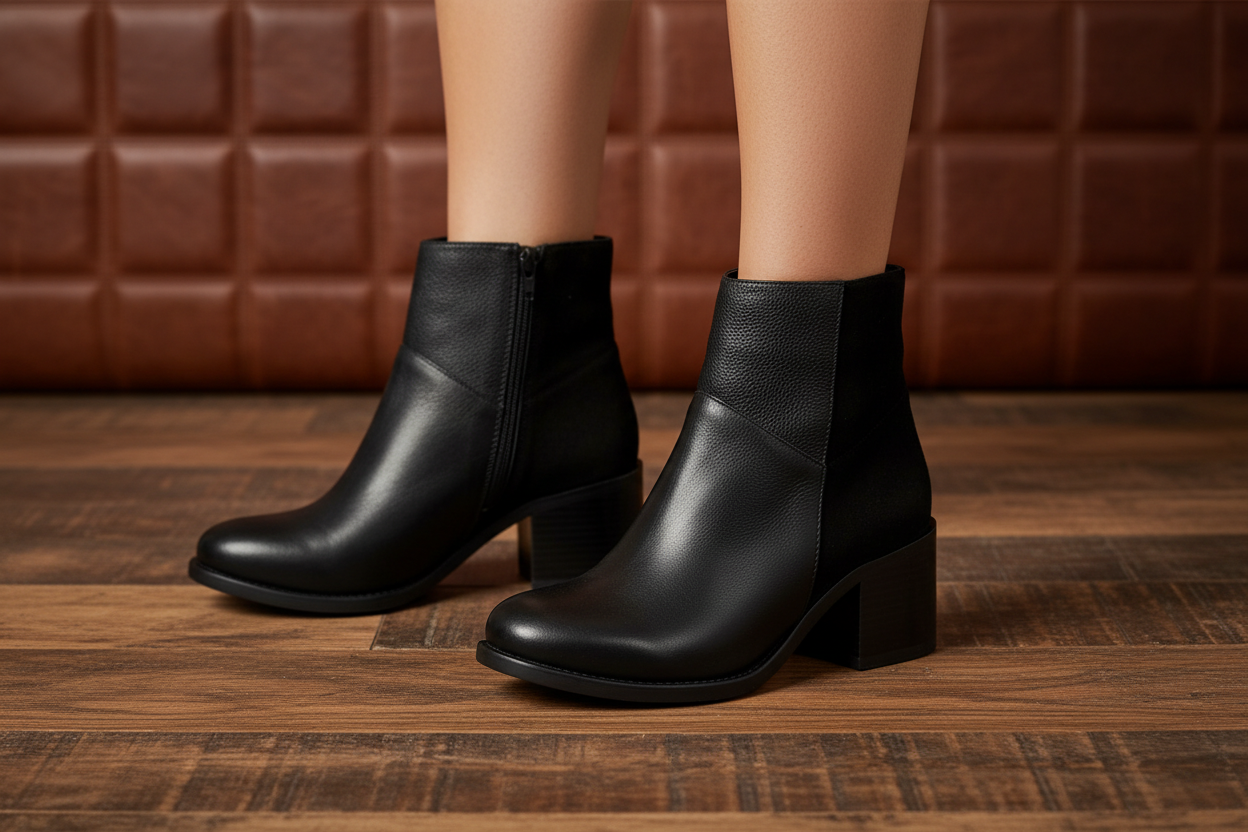 Botin Bianca Cuero Negro