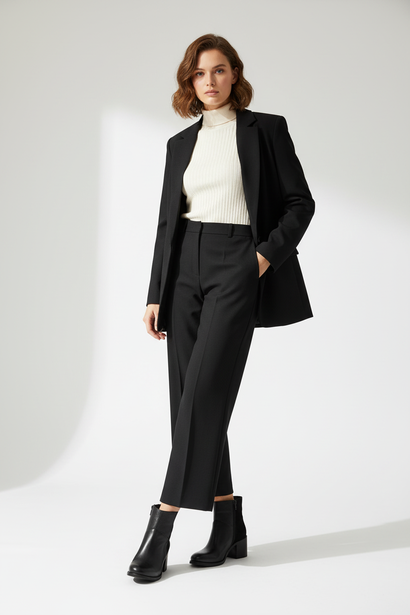 Botin Bianca Cuero Negro