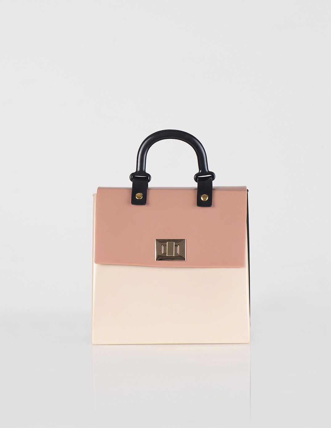 Bolso Cofre en Caucho Verde x Beige