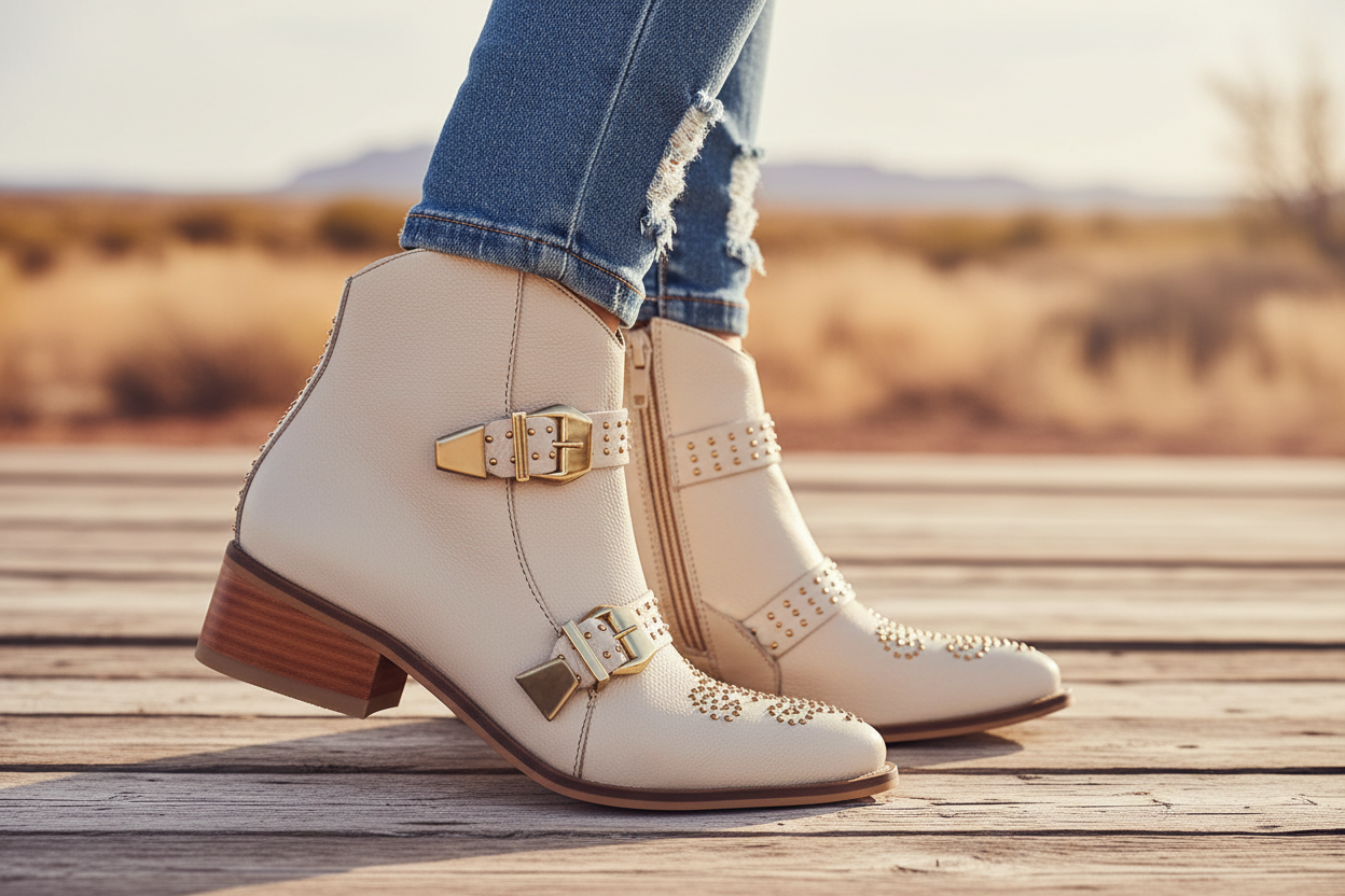 Botin Cizma Cuero Beige