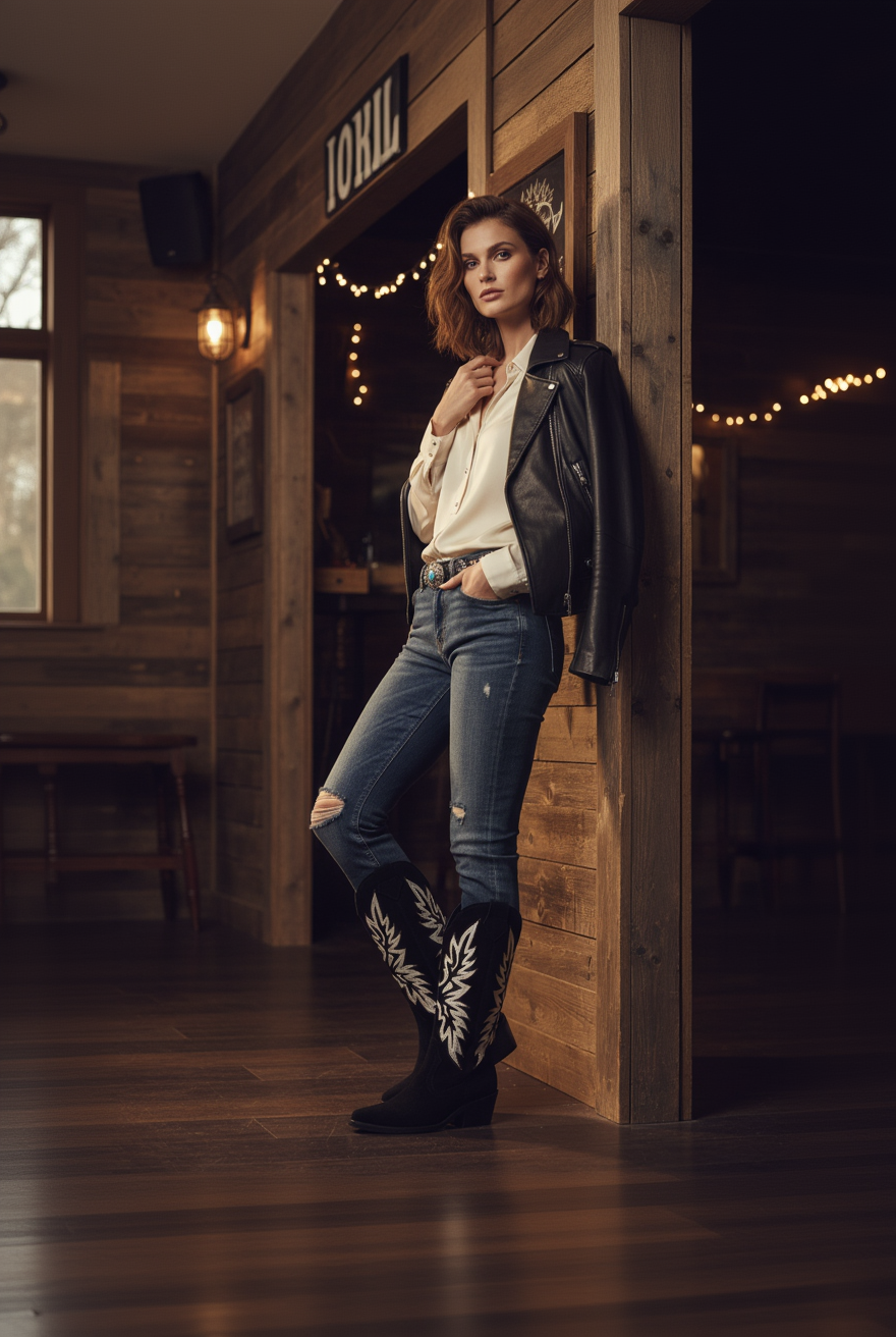 Texana Doral Gamuza Negro