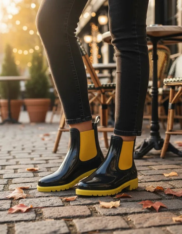 Botin de Lluvia Drizzle Negro x Amarillo