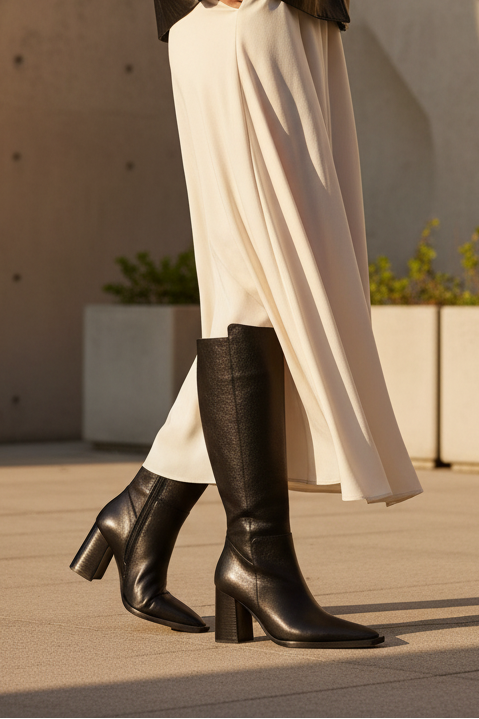 Bota Florencia Cuero Negro