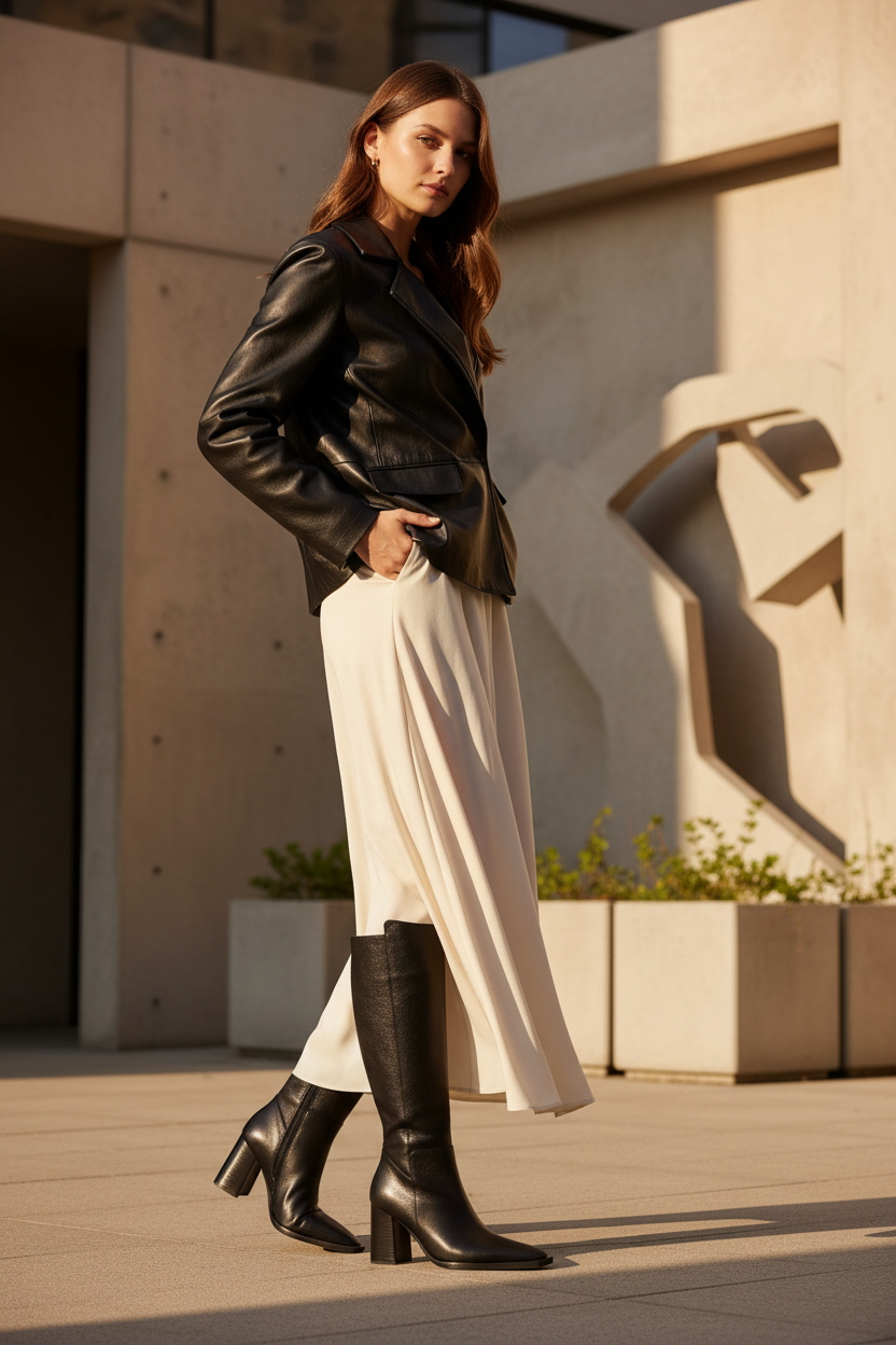 Bota Florencia Cuero Negro