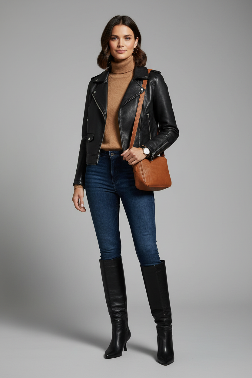 Bota Slouchy Franca cuero negro