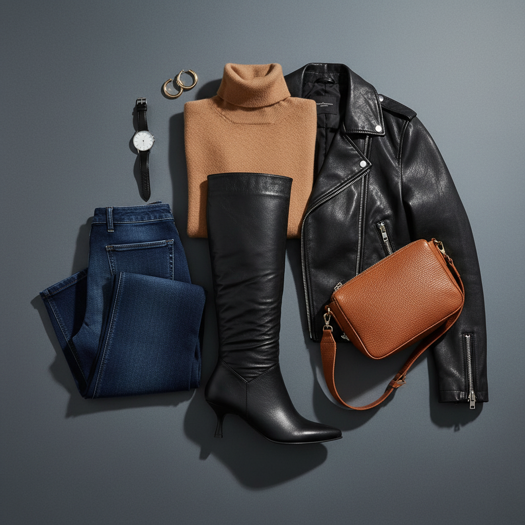Bota Slouchy Franca cuero negro