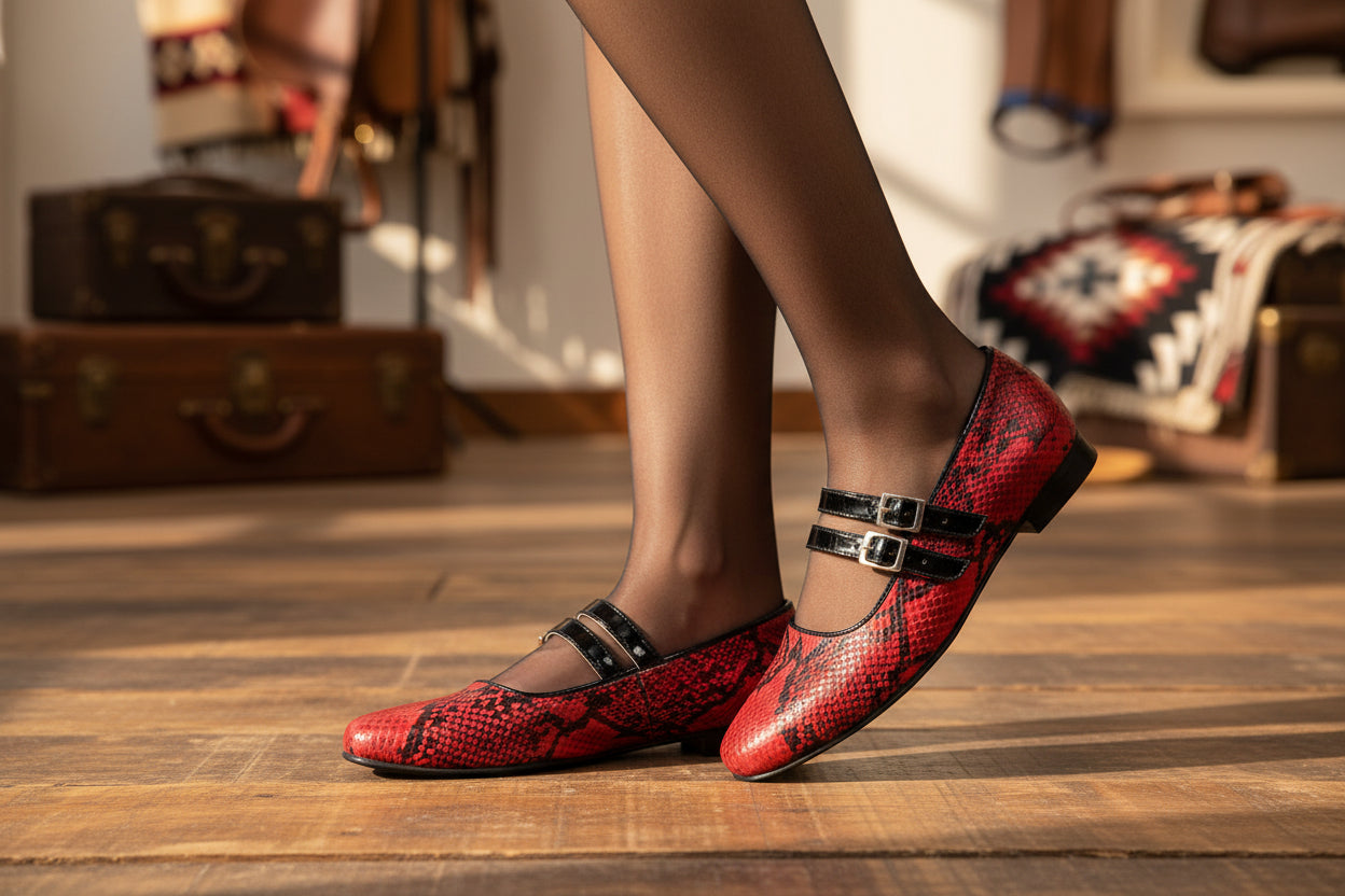 Mary Jane Granada Piton X Charol Rojo Negro