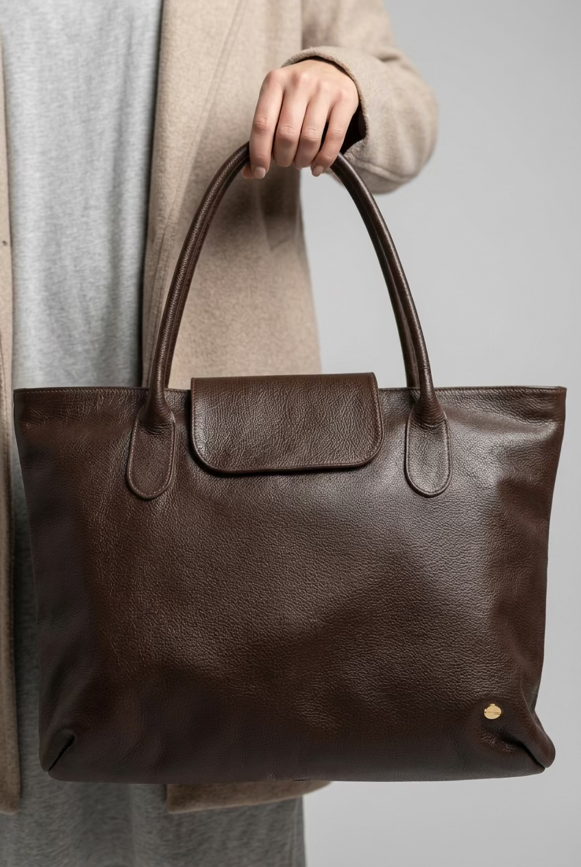 Bolso Tote cuero cafe
