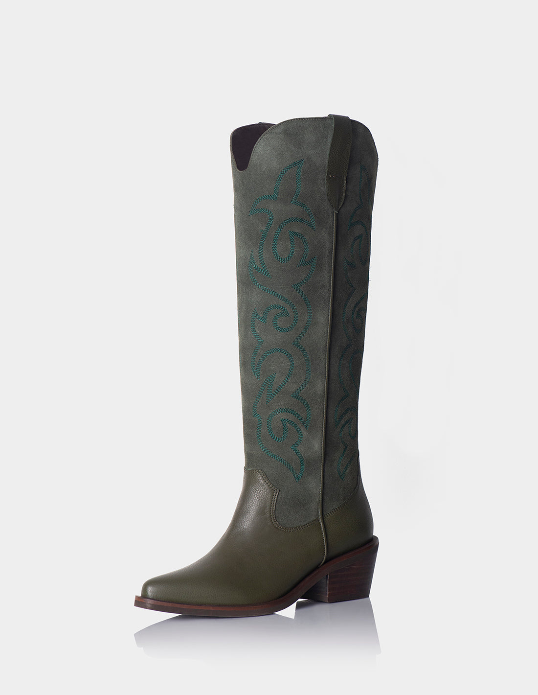 Texana Jess Cuero X Gamuza Verde Oliva