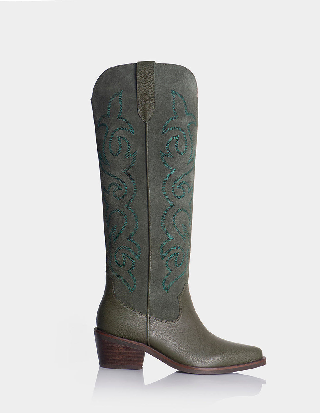 Texana Jess Cuero X Gamuza Verde Oliva