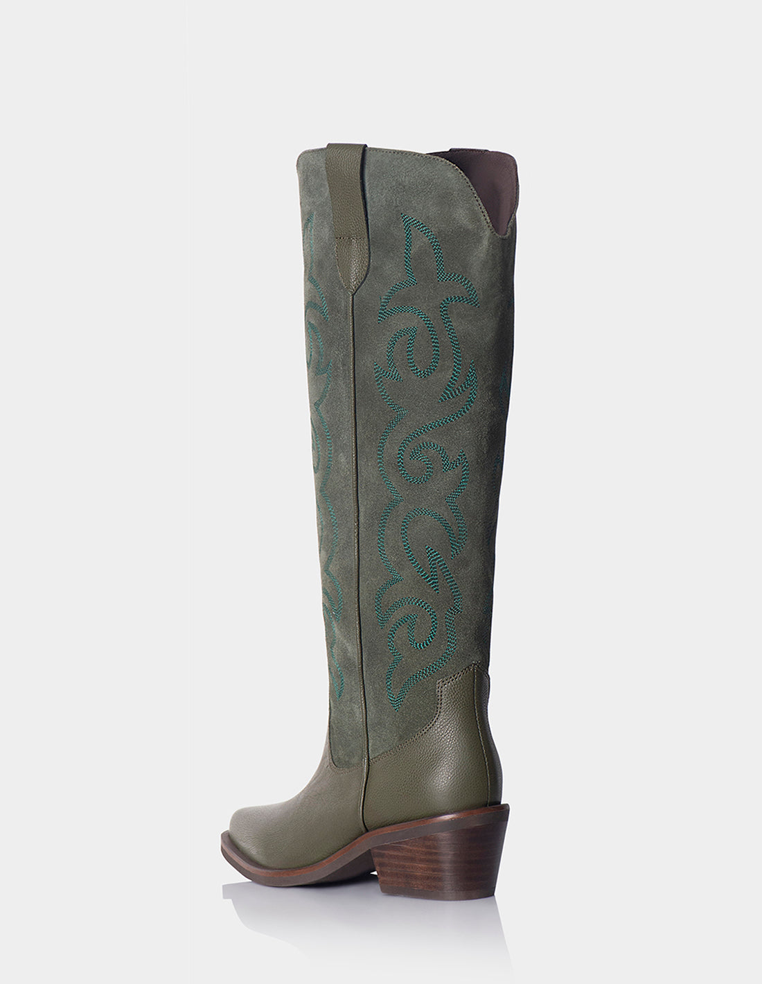 Texana Jess Cuero X Gamuza Verde Oliva