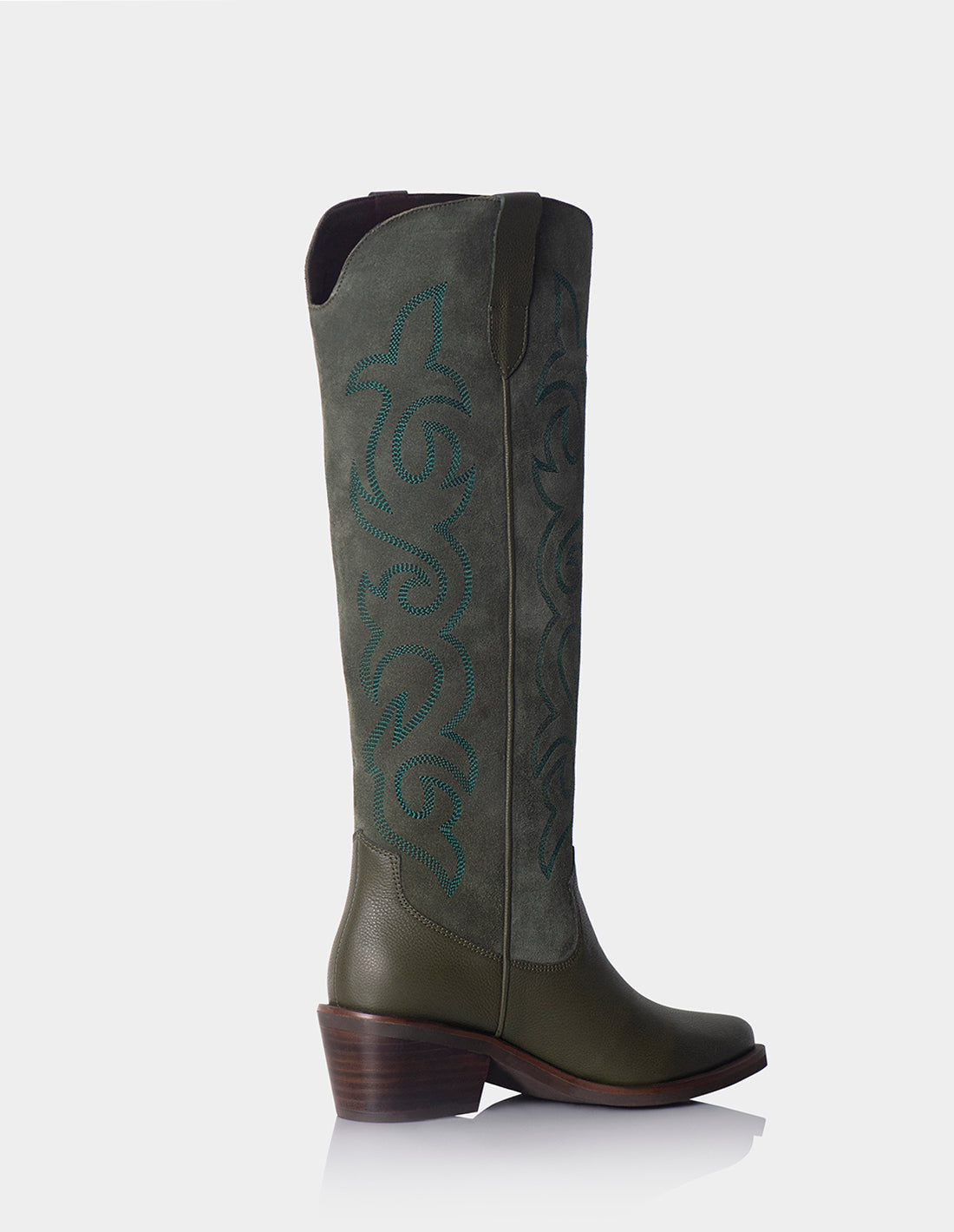 Texana Jess Cuero X Gamuza Verde Oliva