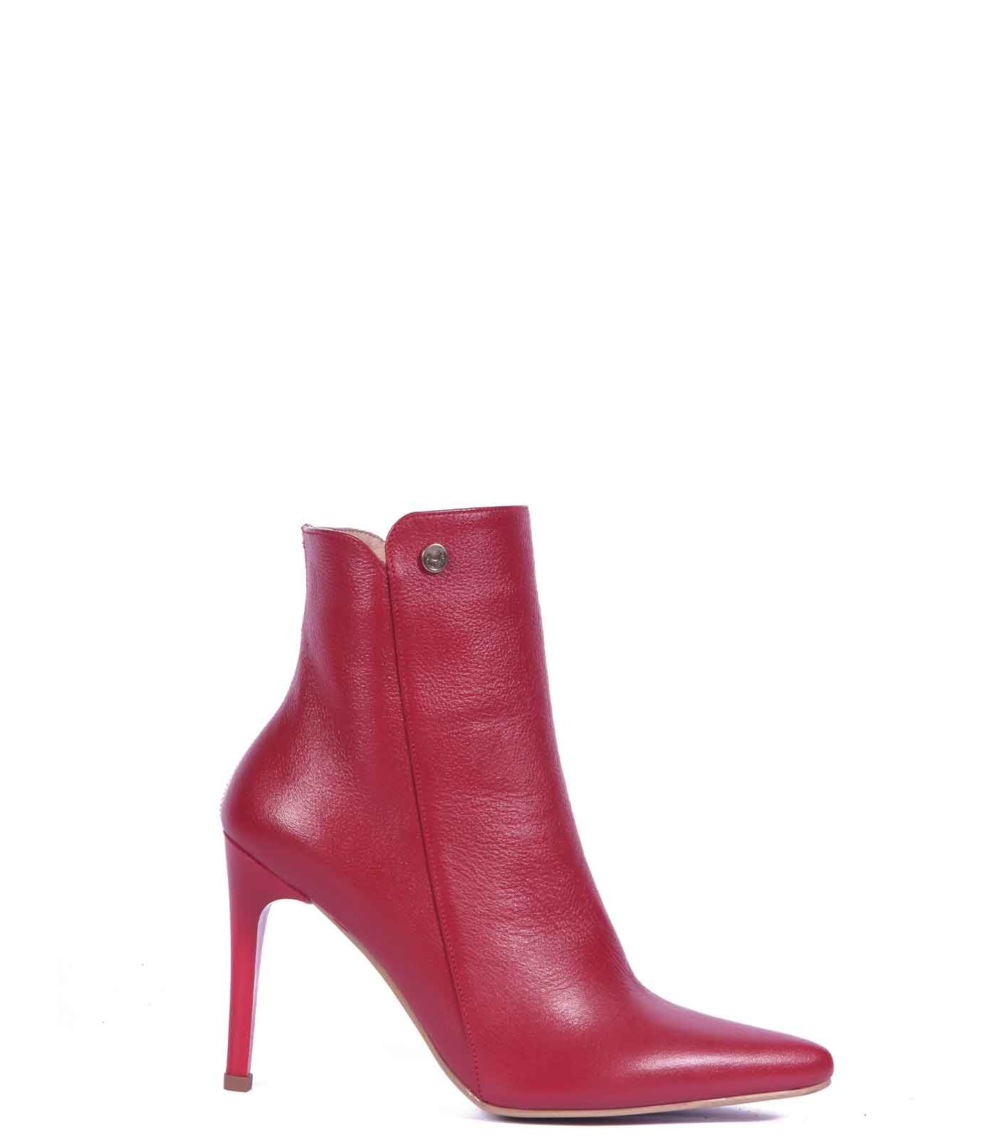 Botin  Malta Cuero Rojo
