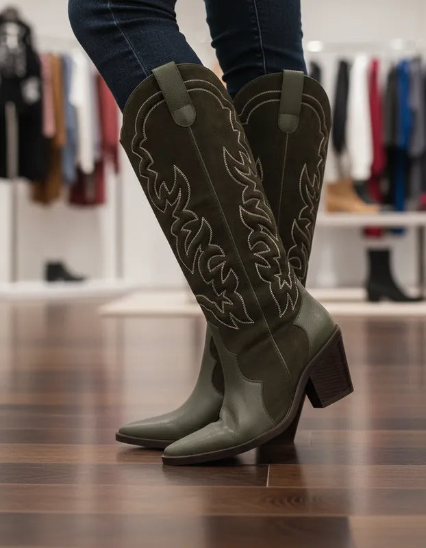 Texana Nebraska Cuero napa * Ante Verde Oliva