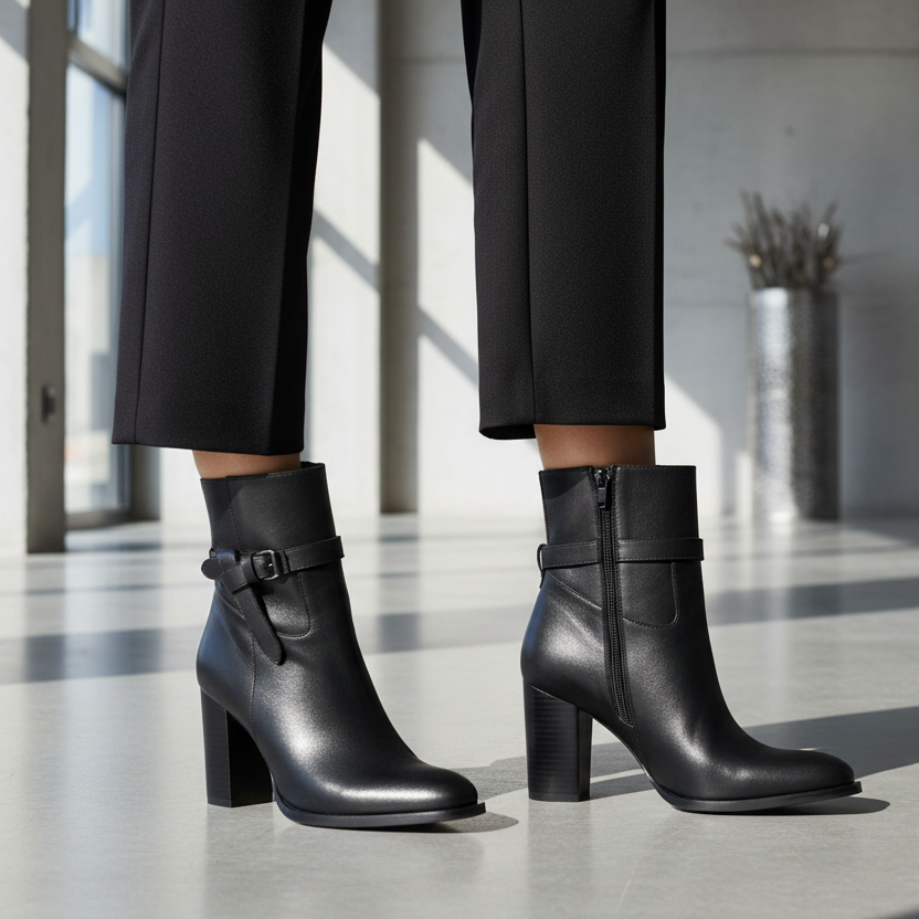 Botin Paloma Cuero Negro