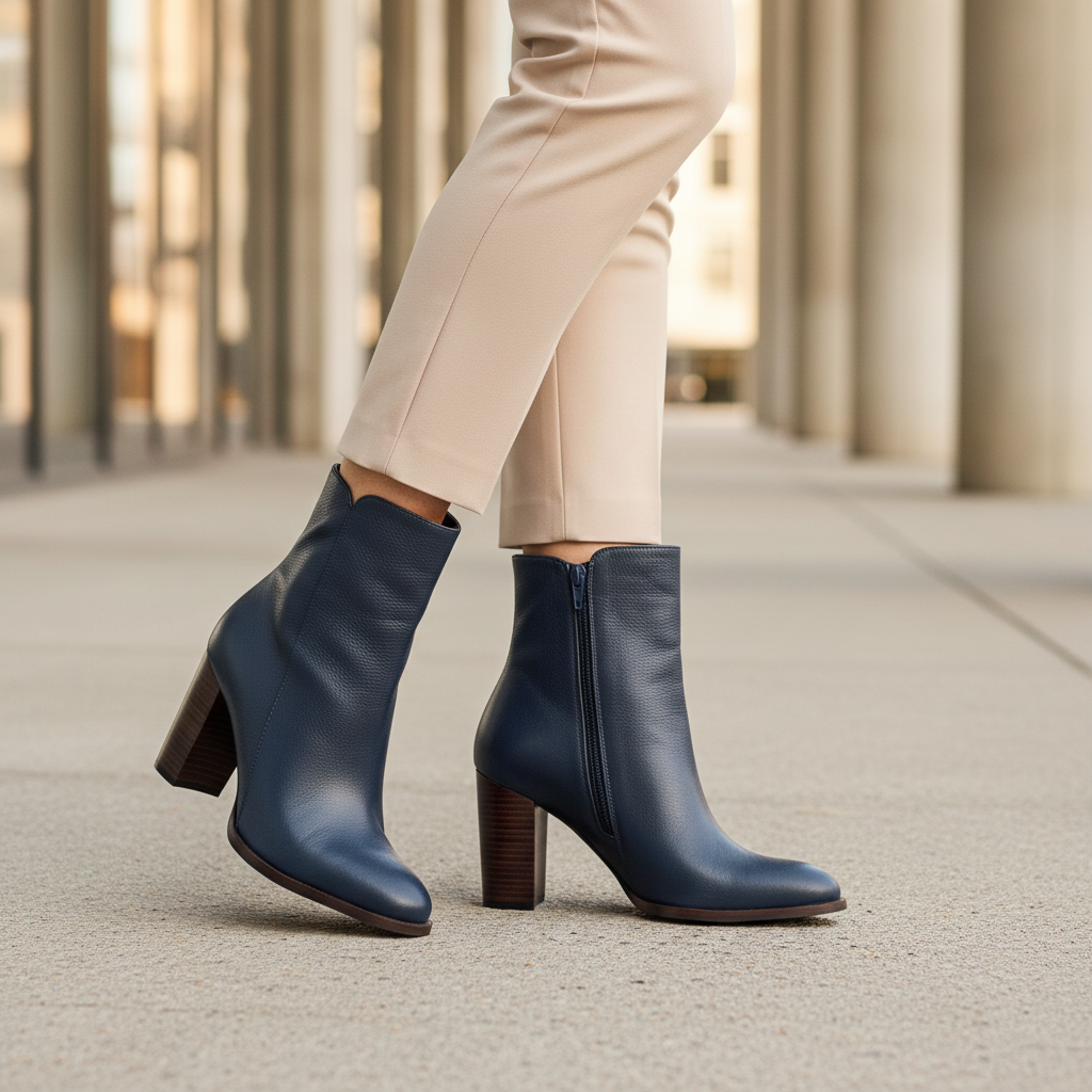 Botin Pamela Cuero Azul