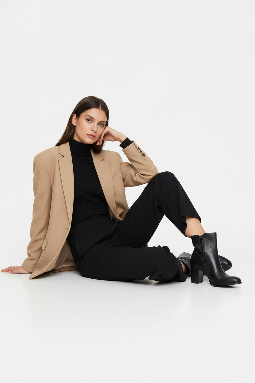 Botin Pamela Cuero Negro