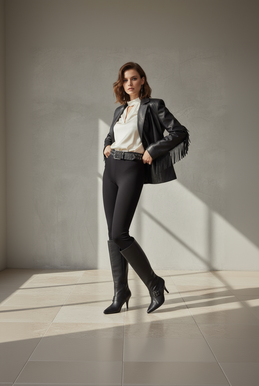 Bota Tiara Cuero Negro