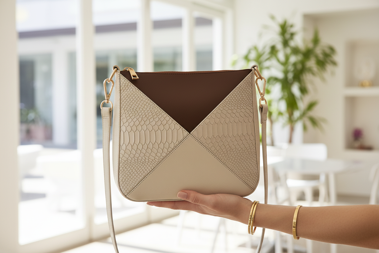 Bolso Triangoli Beige x Canela