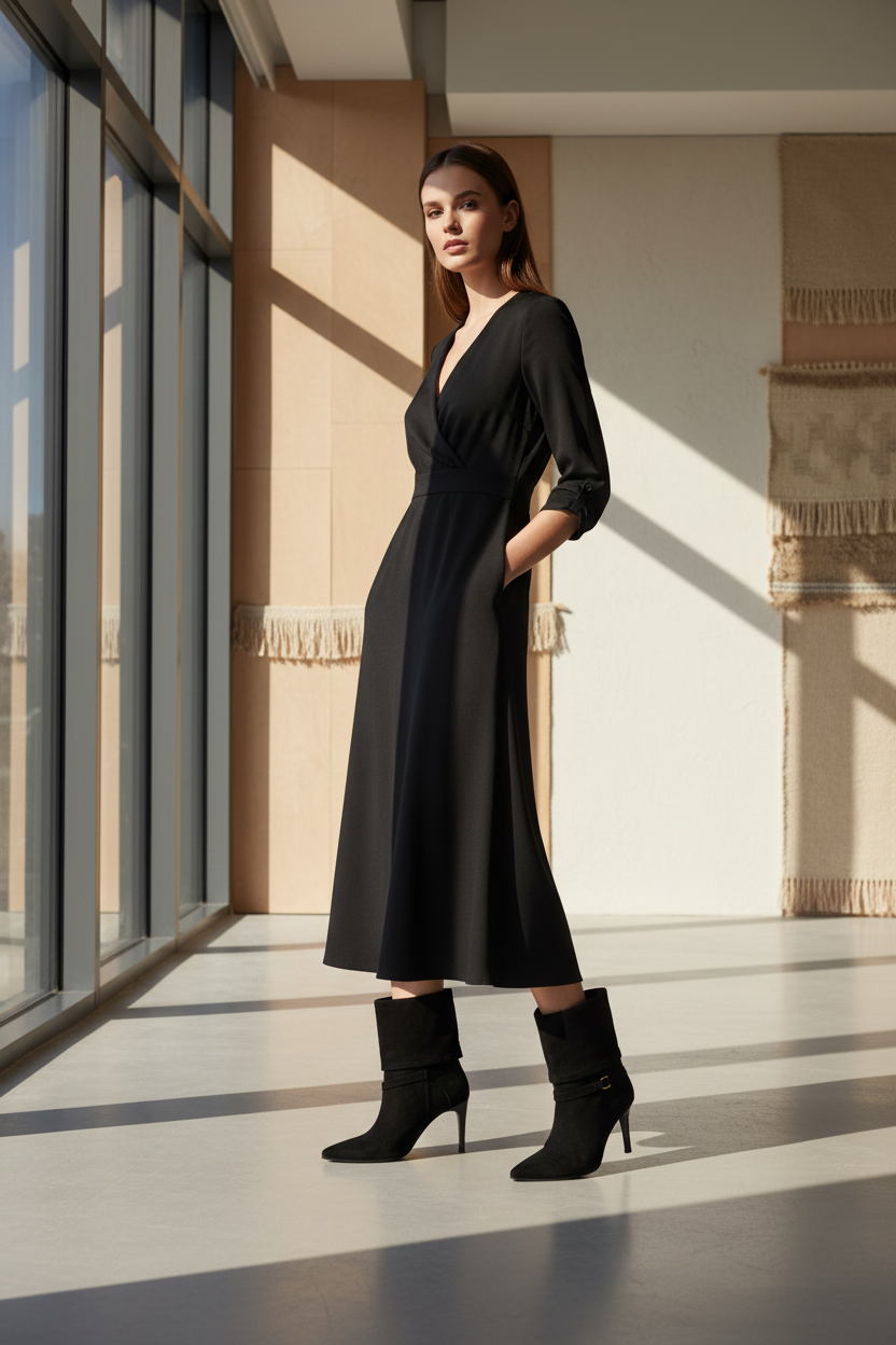 Botin Versatta Cuero Ante Negro