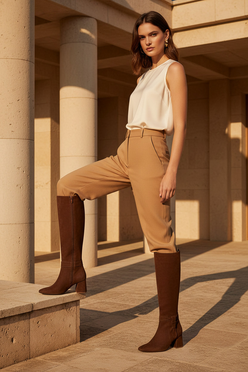Bota Vitalia Cuero Ante Canela