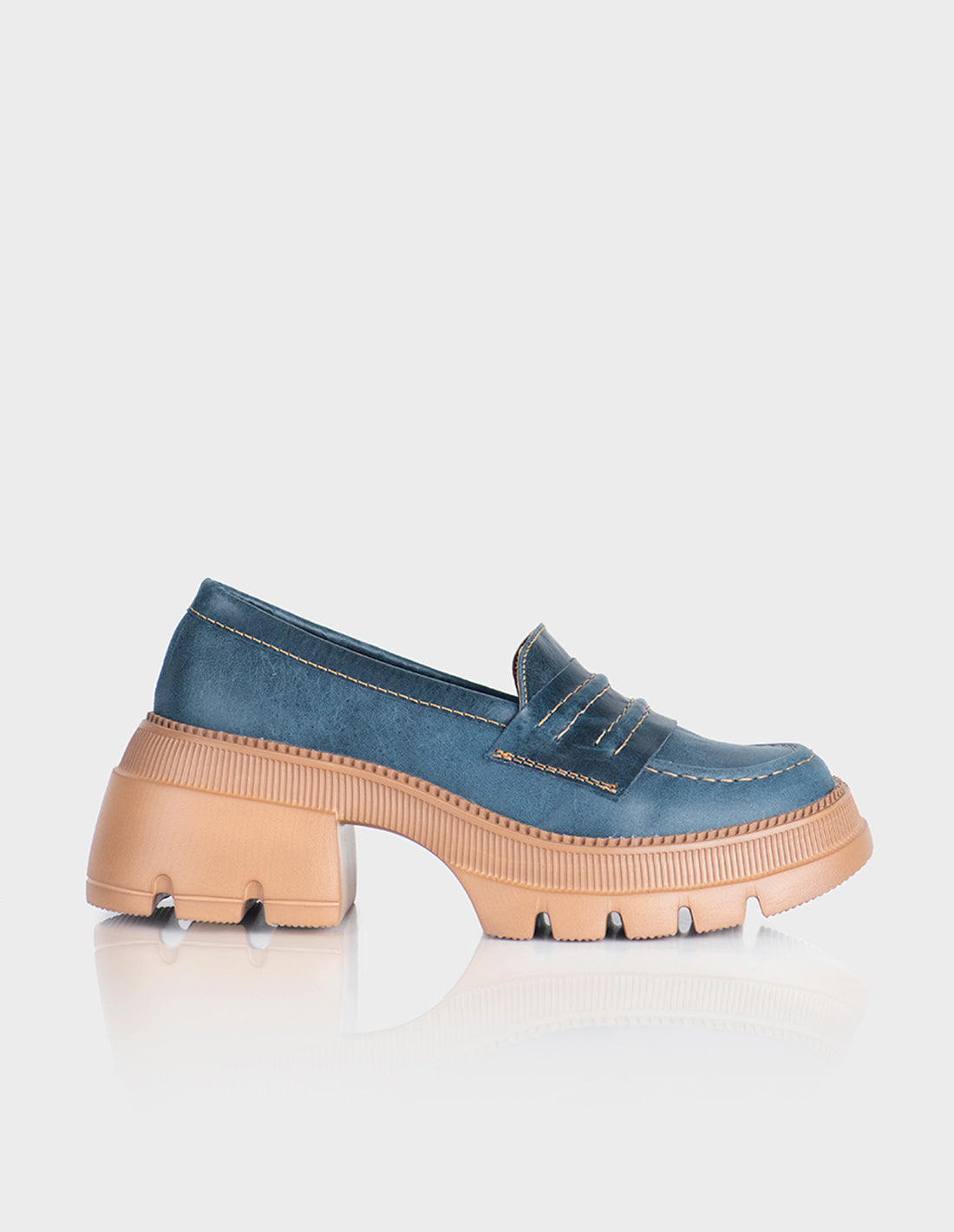 Mocasin Zamora Cuero Azul