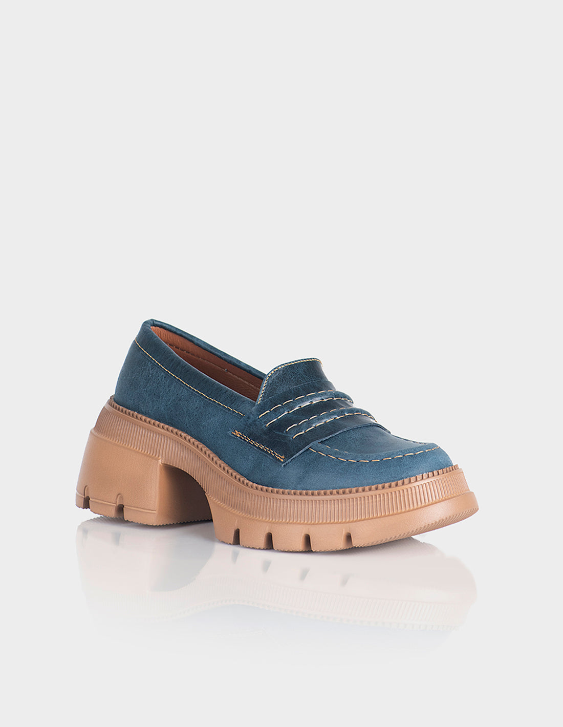 Mocasin Zamora Cuero Azul