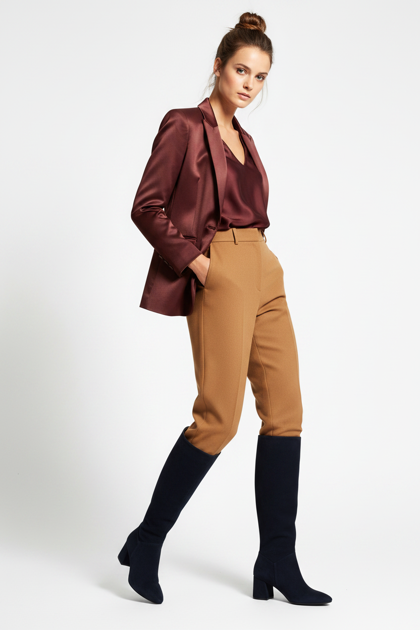 Bota Evangeline Cuero ante azul