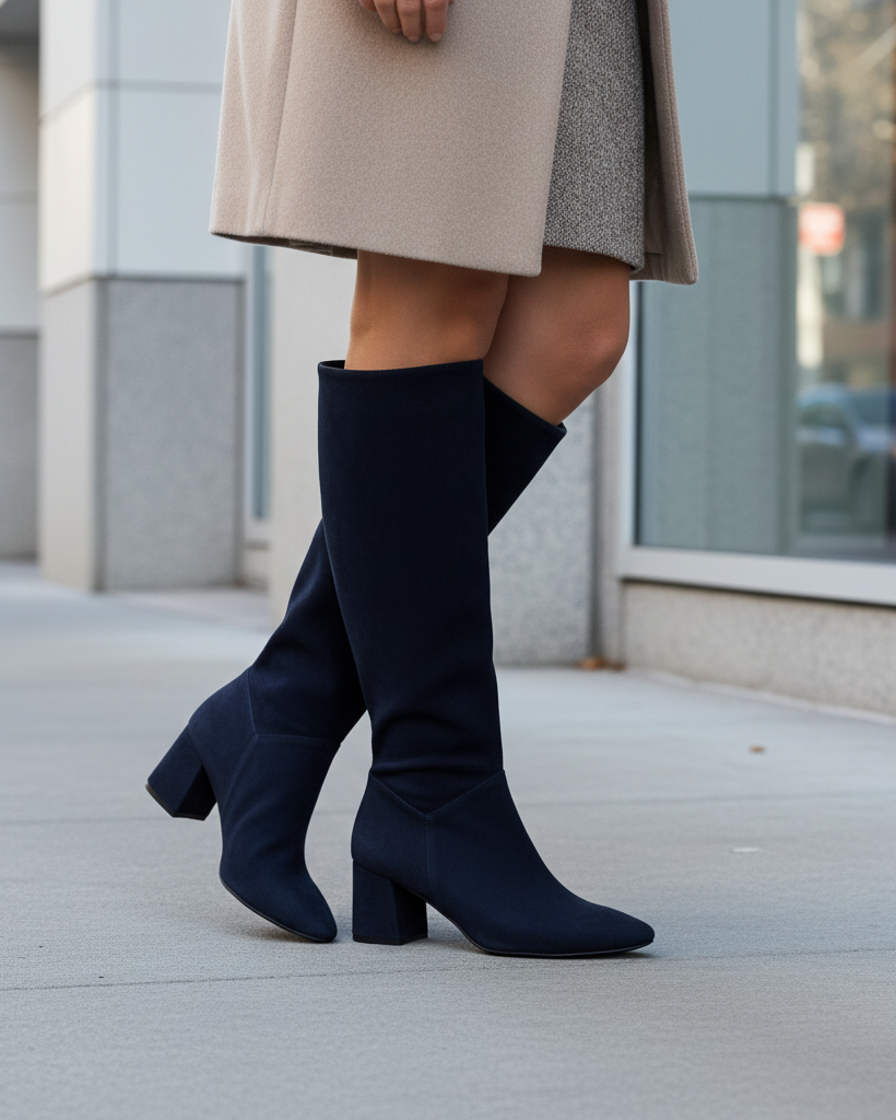 Bota Evangeline Cuero ante azul