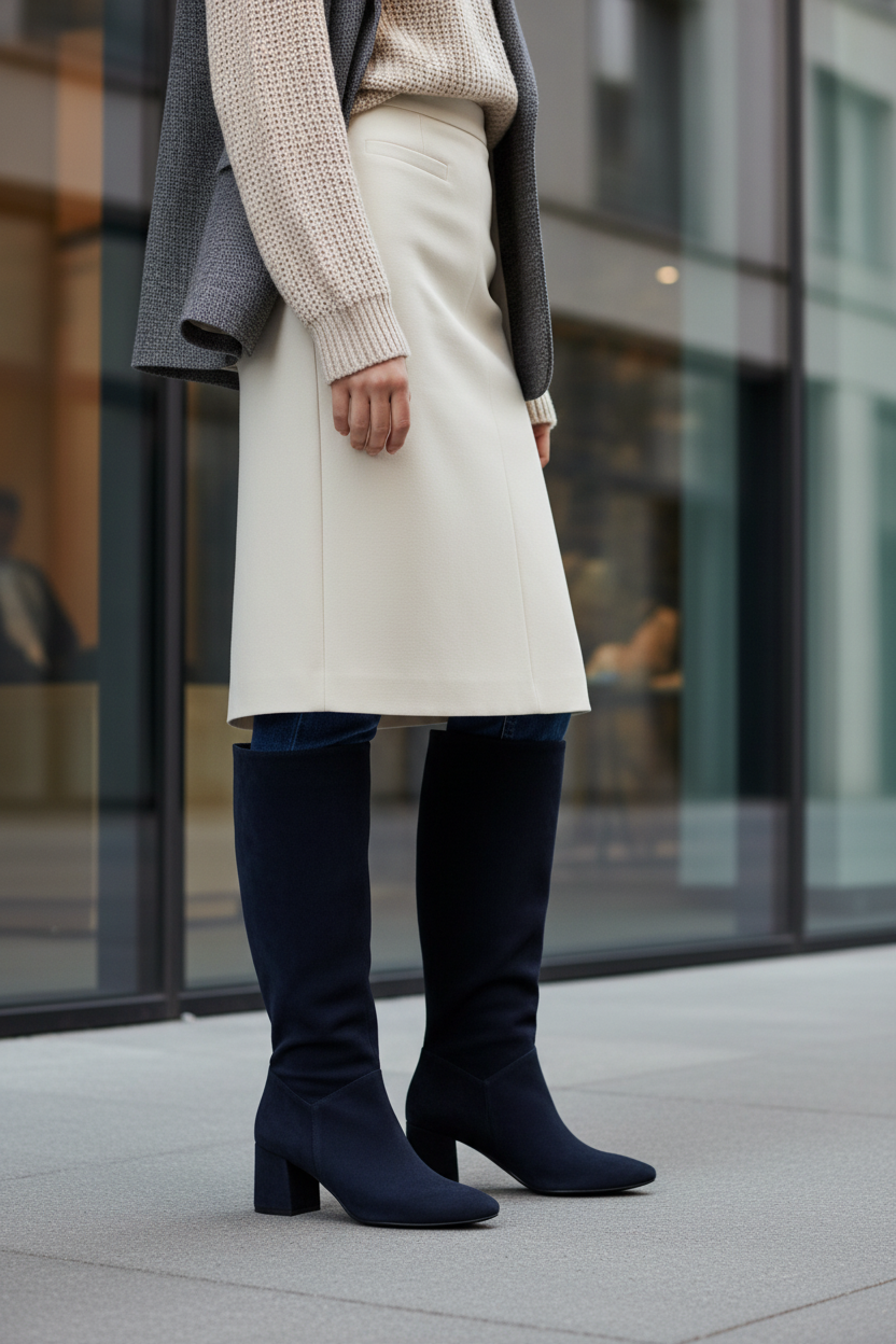 Bota Evangeline Cuero ante azul