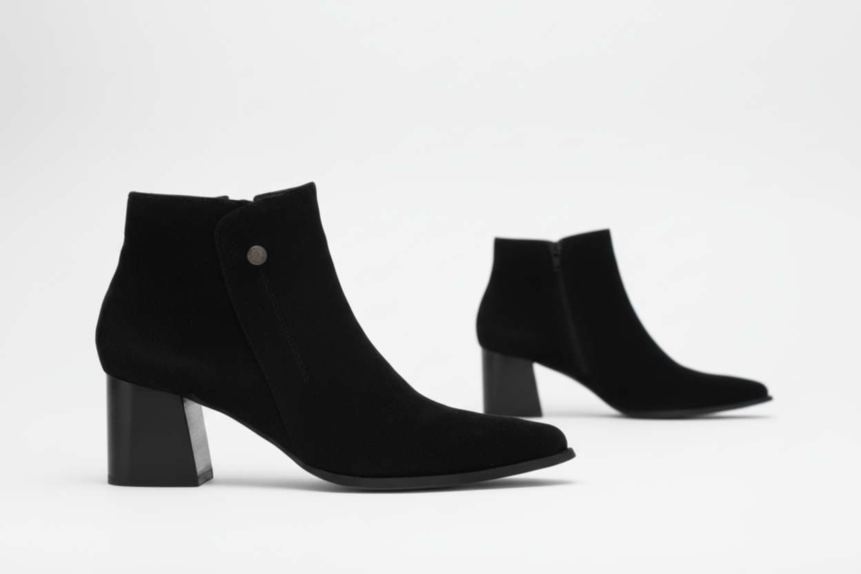 Botin Lihana Cuero Ante Negro