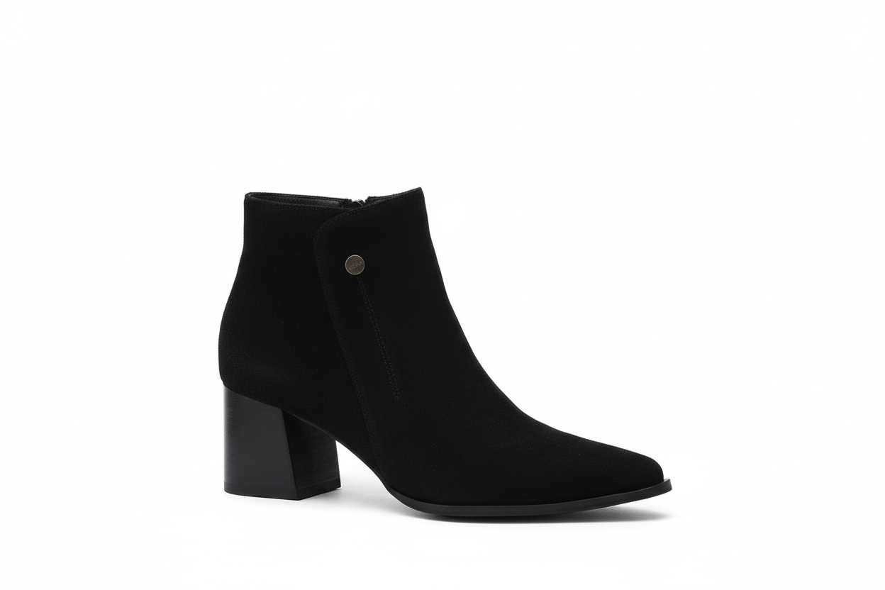 Botin Lihana Cuero Ante Negro