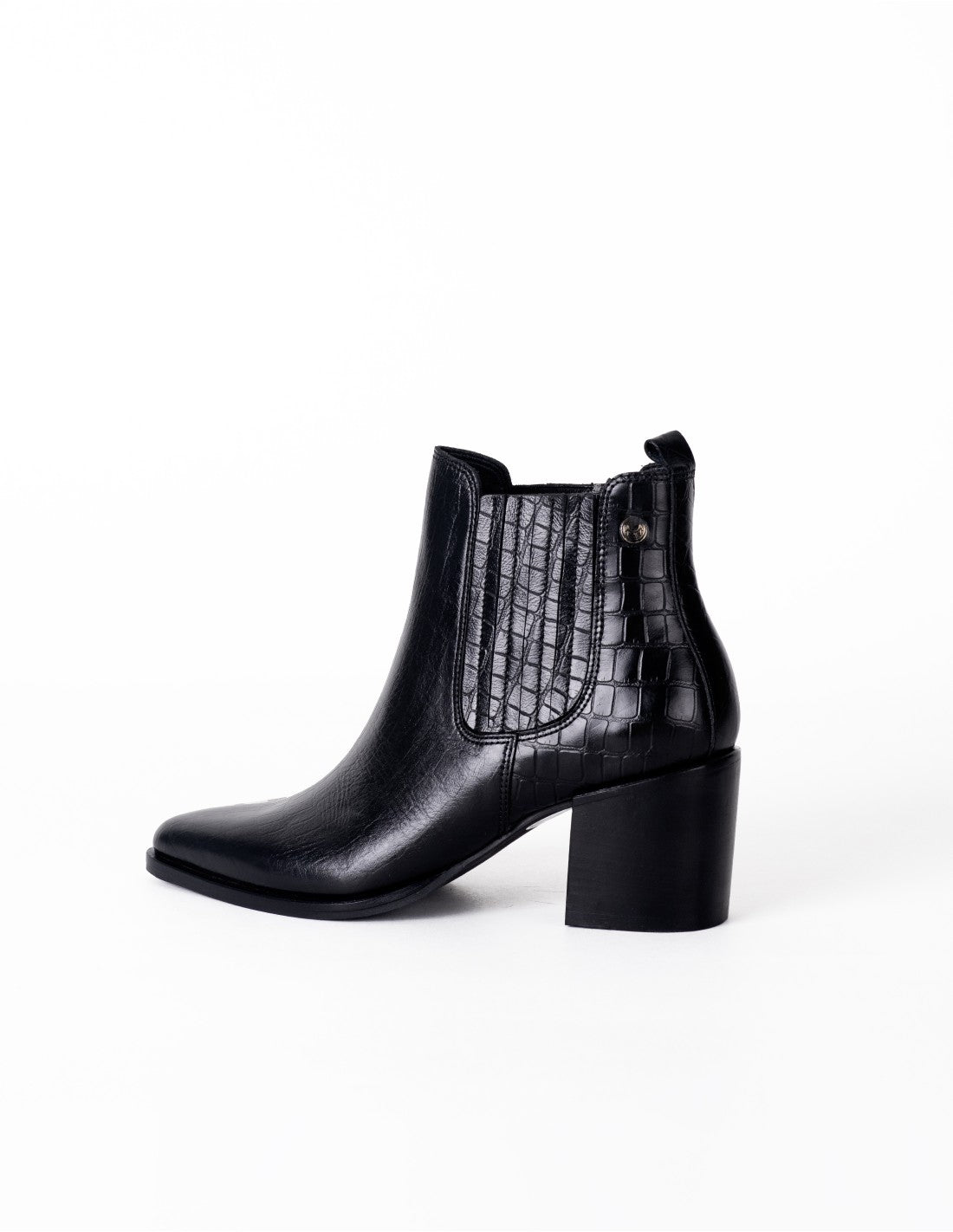 Botin Lisboa en cuero croco negro