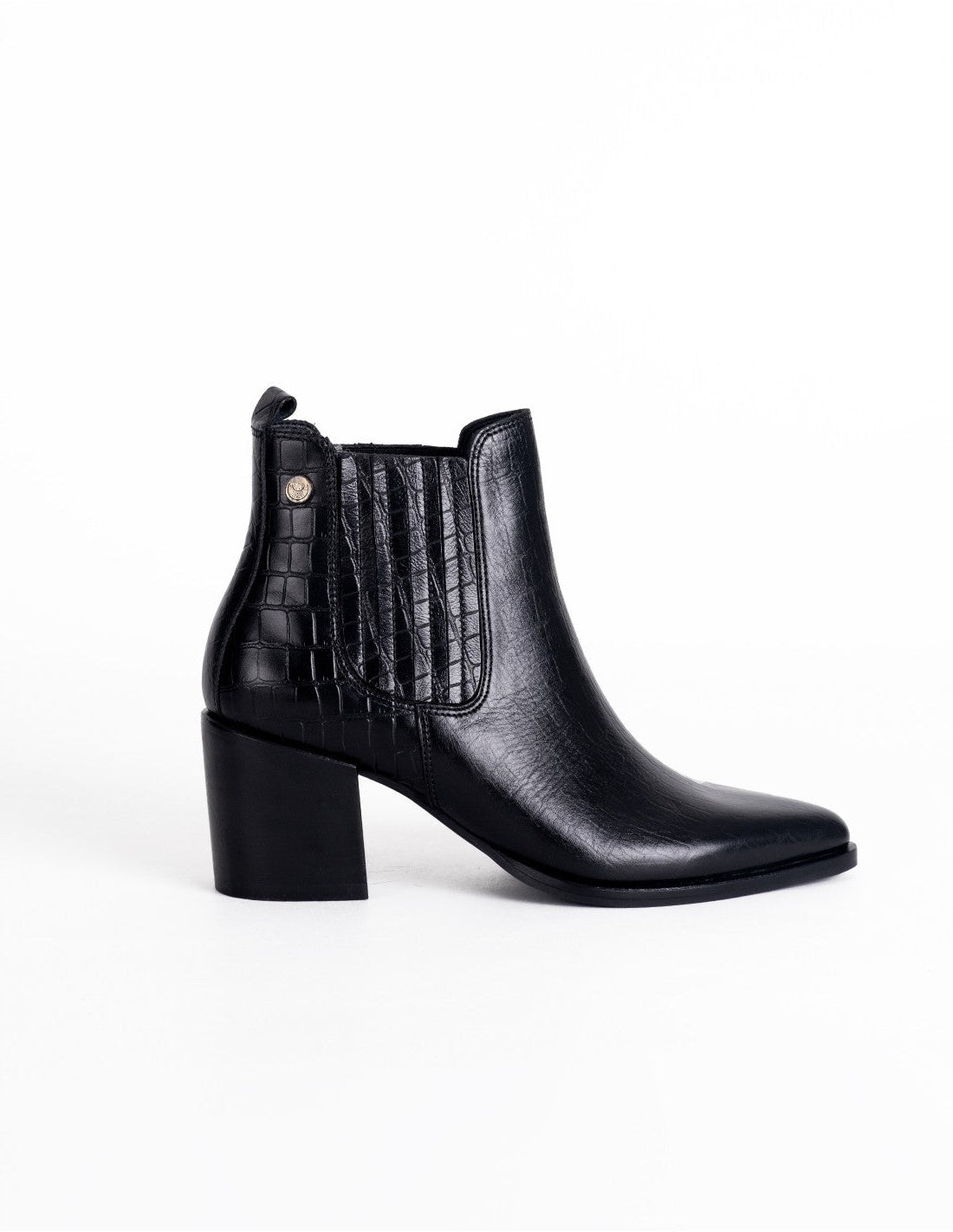 Botin Lisboa en cuero croco negro