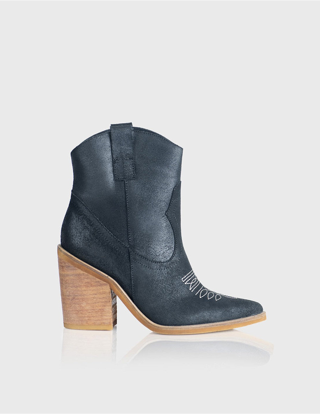 Texana Trixie Cuero Craquelado Negro
